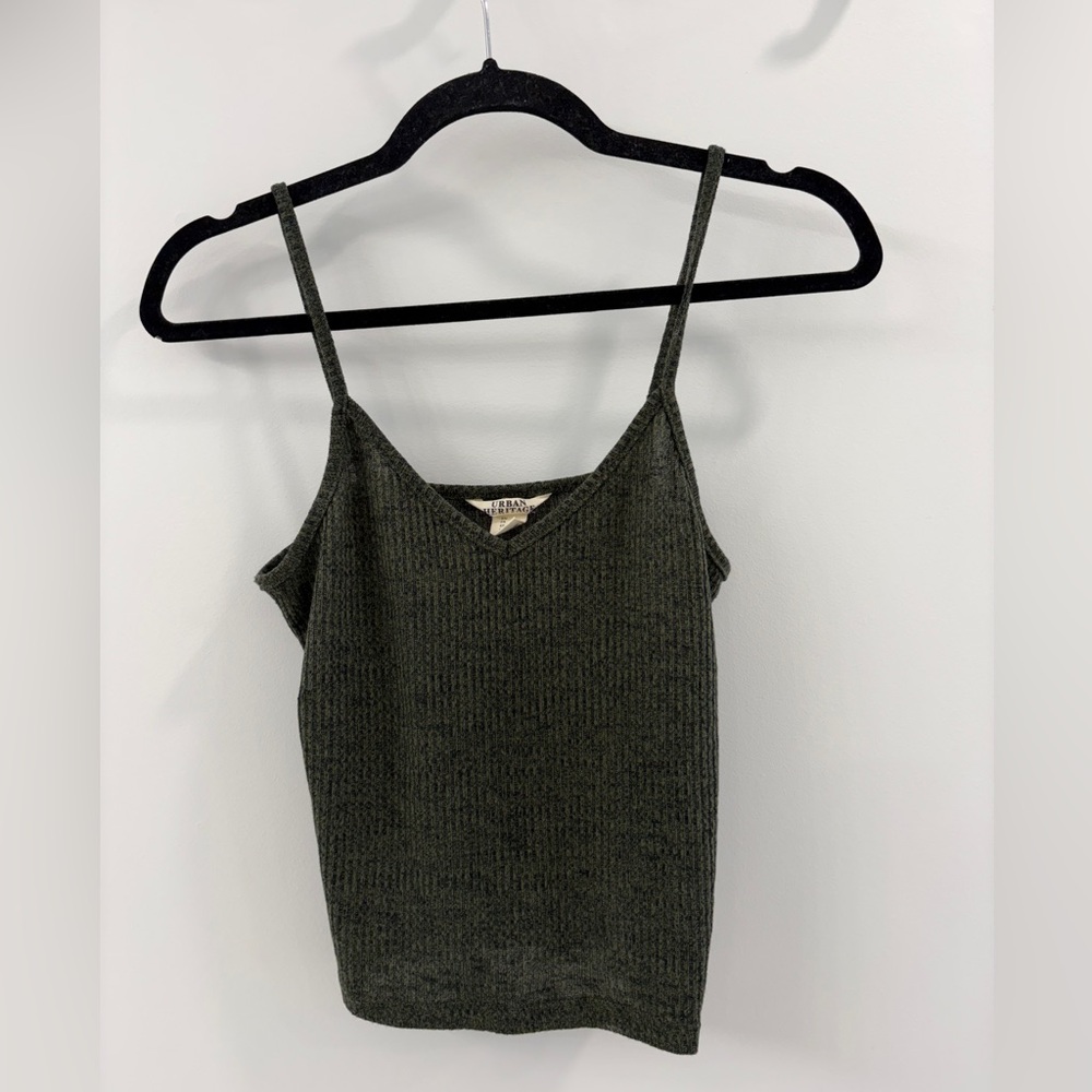 Dark Green Spagetti Strap Tank Top - Large